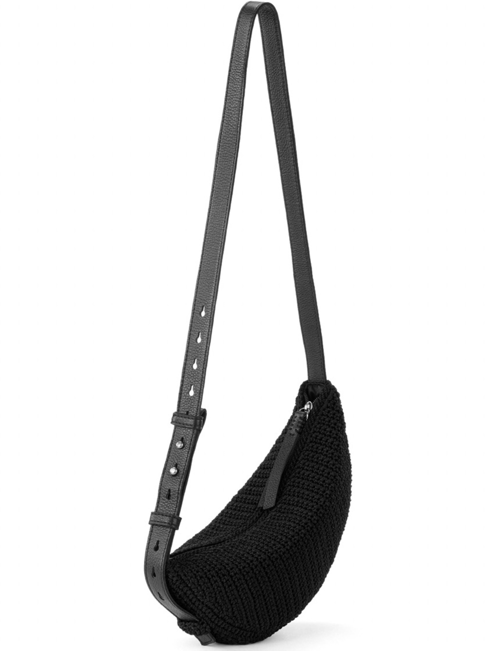 The Sak Women's Tess Sling Bag crocheted bag in black with black leather strap - Picture 4 of 7